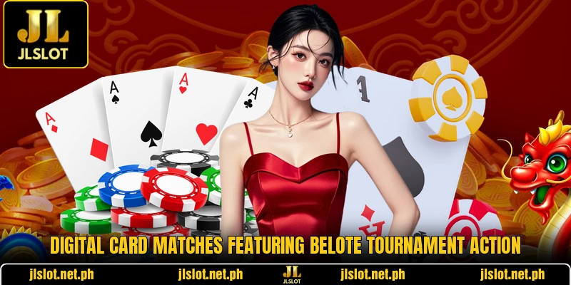 Digital card matches featuring Belote Tournament action